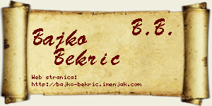 Bajko Bekrić vizit kartica